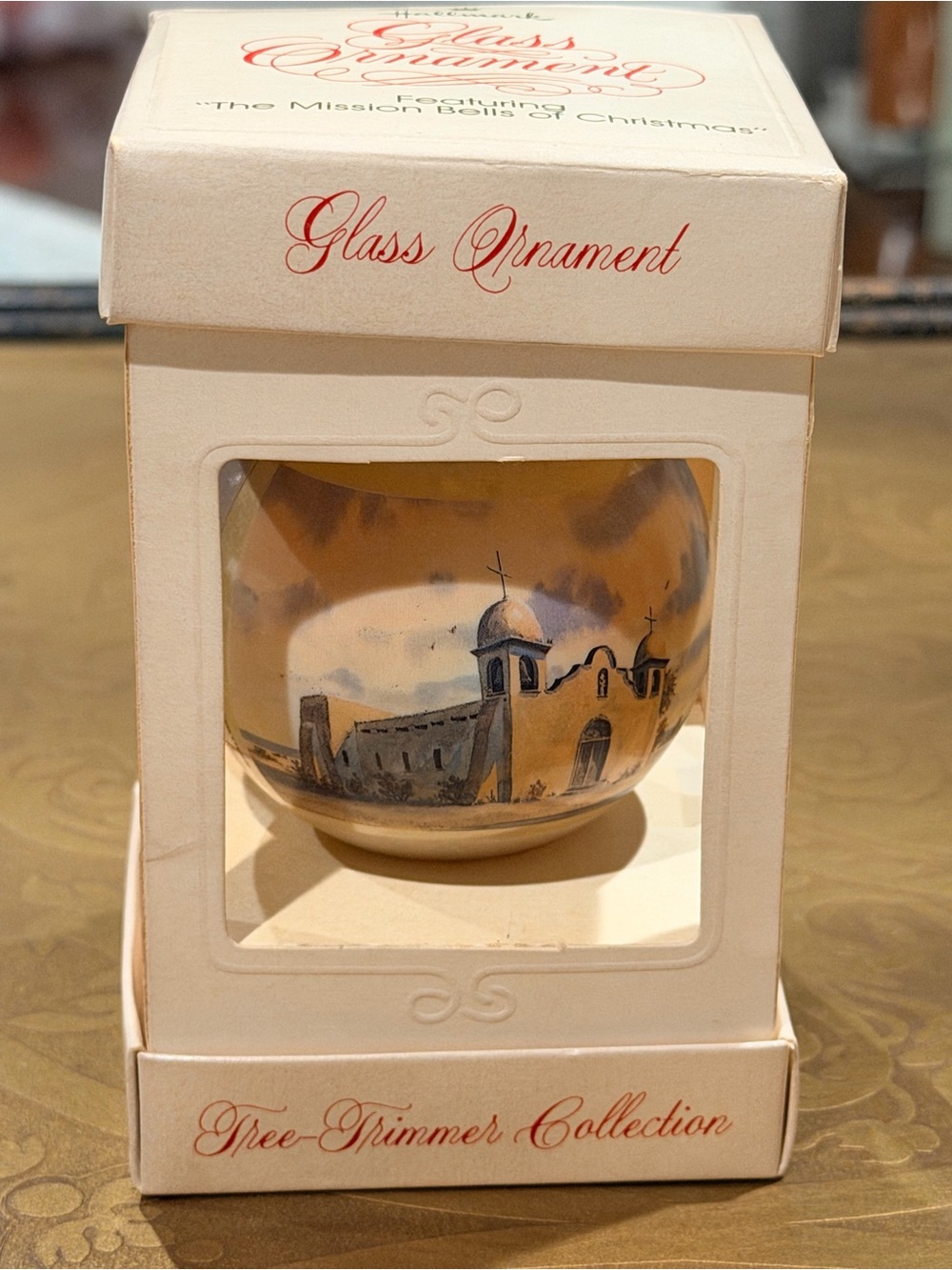 1977 Hallmark Glass Ornament - The Mission Bells of Christmas